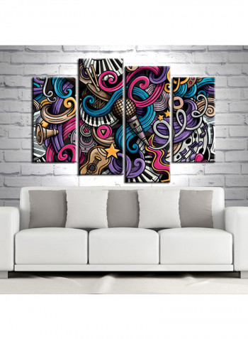 4-Piece Music Theme Canvas Painting With Frame Multicolour 120X85centimeter