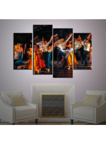 4-Piece Music Theme Canvas Painting With Frame Multicolour 120X85centimeter