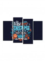 4-Piece Quote Theme Canvas Painting With Frame Multicolour 120X85centimeter