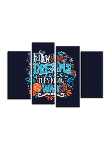 4-Piece Quote Theme Canvas Painting With Frame Multicolour 120X85centimeter