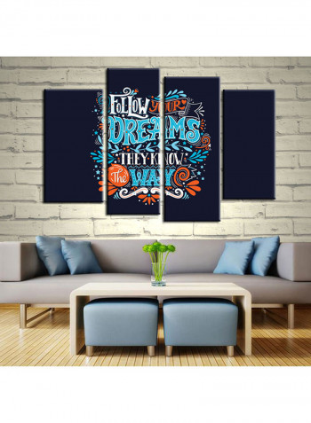 4-Piece Quote Theme Canvas Painting With Frame Multicolour 120X85centimeter