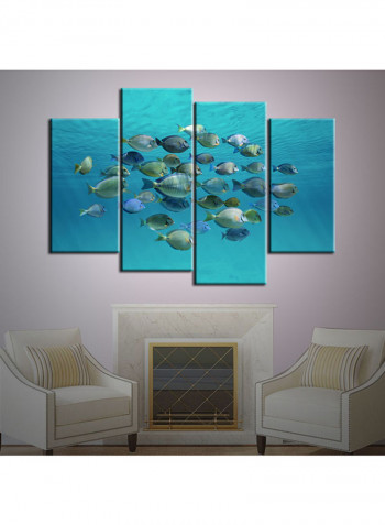 4-Piece Sea Theme Canvas Painting With Frame Multicolour 120X85centimeter