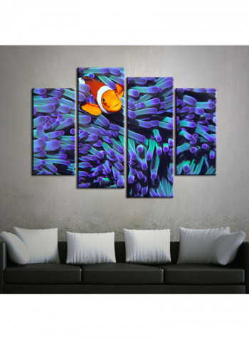 4-Piece Sea Theme Canvas Painting With Frame Multicolour 120X85centimeter