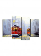 4-Piece Transport Theme Canvas Painting With Frame Multicolour 120X85centimeter