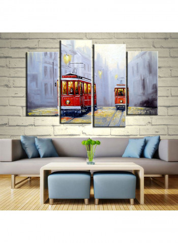 4-Piece Transport Theme Canvas Painting With Frame Multicolour 120X85centimeter