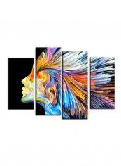4-Piece Abstract Theme Canvas Painting With Frame Multicolour 120X85centimeter