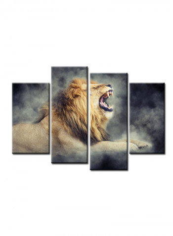 4-Piece Animal Theme Canvas Painting With Frame Multicolour 120X85centimeter