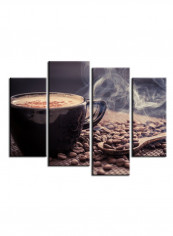 4-Piece Coffee Theme Canvas Painting With Frame Multicolour 120X85centimeter
