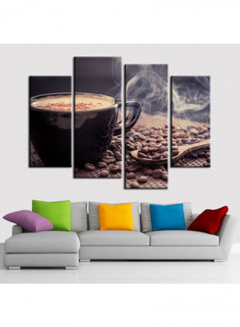 4-Piece Coffee Theme Canvas Painting With Frame Multicolour 120X85centimeter