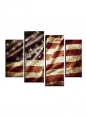 4-Piece Flag Theme Canvas Painting With Frame Multicolour 120X85centimeter