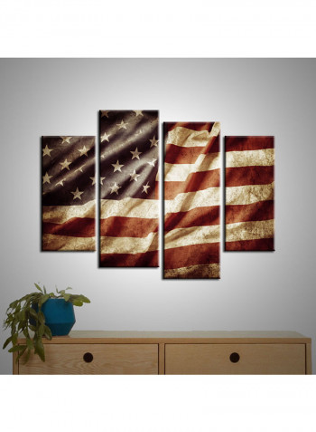 4-Piece Flag Theme Canvas Painting With Frame Multicolour 120X85centimeter