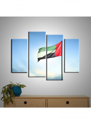 4-Piece Flag Theme Canvas Painting With Frame Multicolour 120X85centimeter