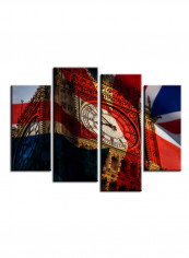 4-Piece Flag Theme Canvas Painting With Frame Multicolour 120X85centimeter
