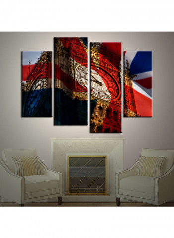 4-Piece Flag Theme Canvas Painting With Frame Multicolour 120X85centimeter