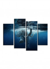 4-Piece Sea Theme Canvas Painting With Frame Multicolour 120X85centimeter