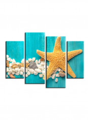 4-Piece Sea Theme Canvas Painting With Frame Multicolour 120X85centimeter