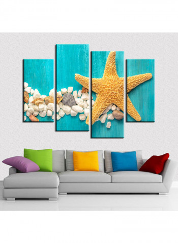 4-Piece Sea Theme Canvas Painting With Frame Multicolour 120X85centimeter