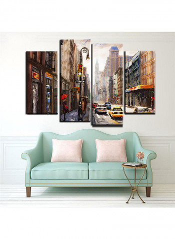 4-Piece Transport Theme Canvas Painting With Frame Multicolour 120X85centimeter