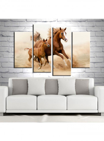 4-Piece Animal Theme Canvas Painting With Frame Multicolour 120X85centimeter
