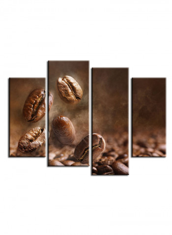 4-Piece Coffee Theme Canvas Painting With Frame Multicolour 120X85centimeter