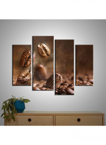 4-Piece Coffee Theme Canvas Painting With Frame Multicolour 120X85centimeter