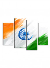 4-Piece Flag Theme Canvas Painting With Frame Multicolour 120X85centimeter