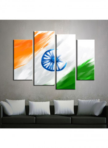 4-Piece Flag Theme Canvas Painting With Frame Multicolour 120X85centimeter