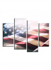 4-Piece Flag Theme Canvas Painting With Frame Multicolour 120X85centimeter