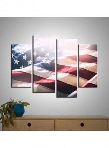 4-Piece Flag Theme Canvas Painting With Frame Multicolour 120X85centimeter