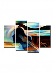 4-Piece Music Theme Canvas Painting With Frame Multicolour 120X85centimeter