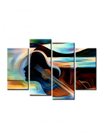 4-Piece Music Theme Canvas Painting With Frame Multicolour 120X85centimeter