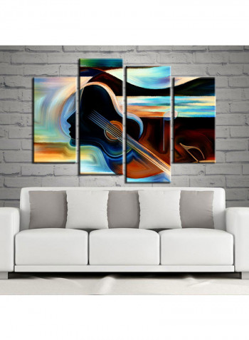4-Piece Music Theme Canvas Painting With Frame Multicolour 120X85centimeter