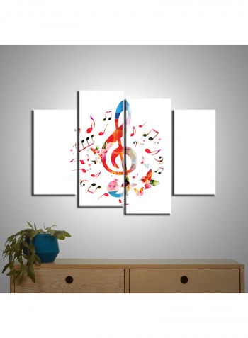 4-Piece Music Theme Canvas Painting With Frame Multicolour 120X85centimeter