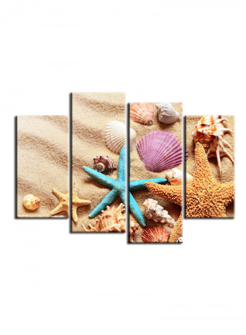 4-Piece Sea Theme Canvas Painting With Frame Multicolour 120X85centimeter