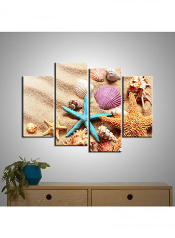 4-Piece Sea Theme Canvas Painting With Frame Multicolour 120X85centimeter
