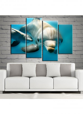 4-Piece Sea Theme Canvas Painting With Frame Multicolour 120X85centimeter