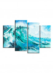 4-Piece Sea Theme Canvas Painting With Frame Multicolour 120X85centimeter