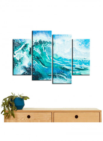 4-Piece Sea Theme Canvas Painting With Frame Multicolour 120X85centimeter