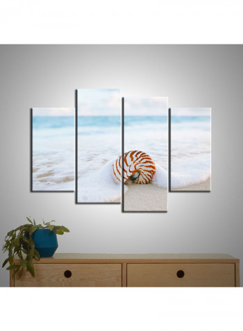 4-Piece Sea Theme Canvas Painting With Frame Multicolour 120X85centimeter