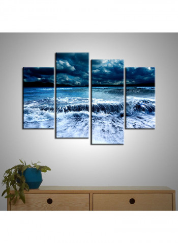 4-Piece Sea Theme Canvas Painting With Frame Multicolour 120X85centimeter