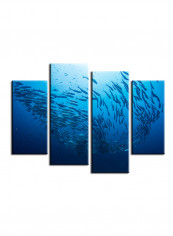 4-Piece Sea Theme Canvas Painting With Frame Multicolour 120X85centimeter