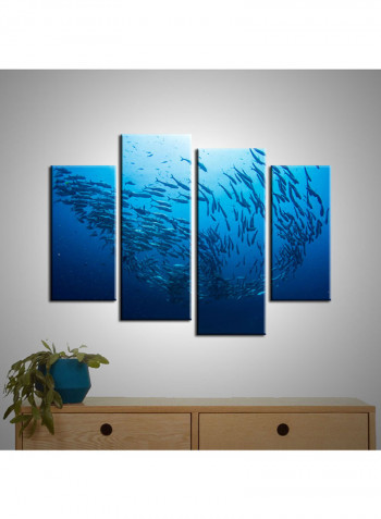 4-Piece Sea Theme Canvas Painting With Frame Multicolour 120X85centimeter