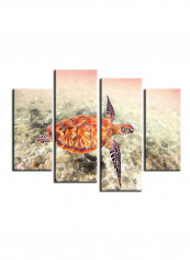 4-Piece Sea Theme Canvas Painting With Frame Multicolour 120X85centimeter