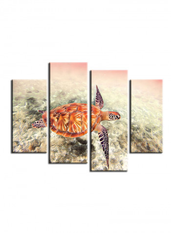 4-Piece Sea Theme Canvas Painting With Frame Multicolour 120X85centimeter