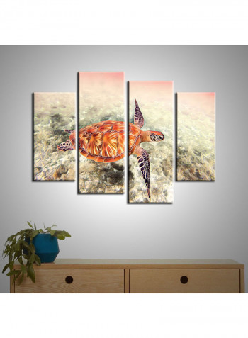 4-Piece Sea Theme Canvas Painting With Frame Multicolour 120X85centimeter