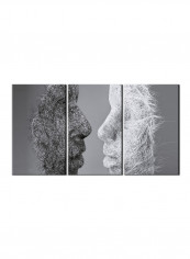 3-Piece Abstract Theme Canvas Painting With Frame Grey/White 150X70centimeter