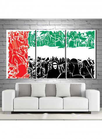 3-Piece Abstract Theme Canvas Painting With Frame Multicolour 150X70centimeter