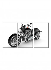 3-Piece Automobile Theme Canvas Painting With Frame Black/White 150X70centimeter