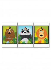 3-Piece Character Theme Canvas Painting With Frame Multicolour 150X70centimeter