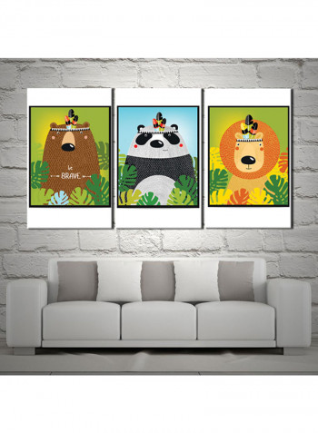 3-Piece Character Theme Canvas Painting With Frame Multicolour 150X70centimeter